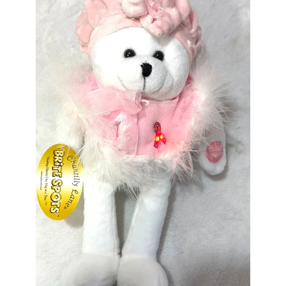 Chantilly Lane Brite Spots Hope Musical Bear I Hope You Dance Pink Ribbon 11 in